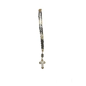 Black & Gold Cross Necklace – Nickel and Lead Free